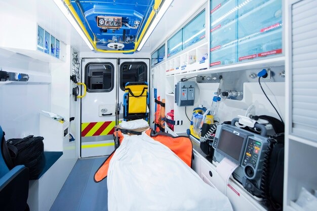 Fully equipped ambulance interior